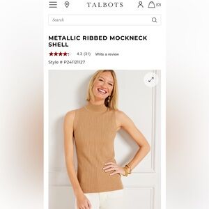 NEW Talbots Metallic Ribbed Mockneck